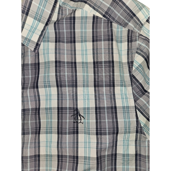 Original Penguin Men's Plaid Multicolor Longsleeve Button Up Shirt Medium - Picture 4 of 10